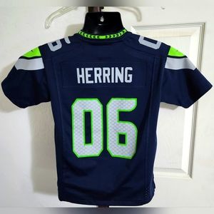 NFL Will Herring Navy Seattle‎ Seahawks Player Jersey Size 10-12 Boys, Women S